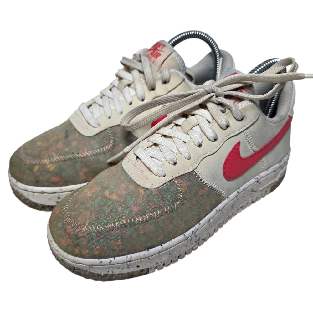 Nike Air Force 1 Crater Low CT1986-101 Tan Red Swoosh Women's 6 Sustainable SB3